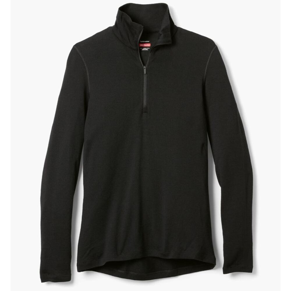 ICEBREAKER Merino Wool 260 Tech Long Sleeve Half Zip Base Layer Top Black S $150